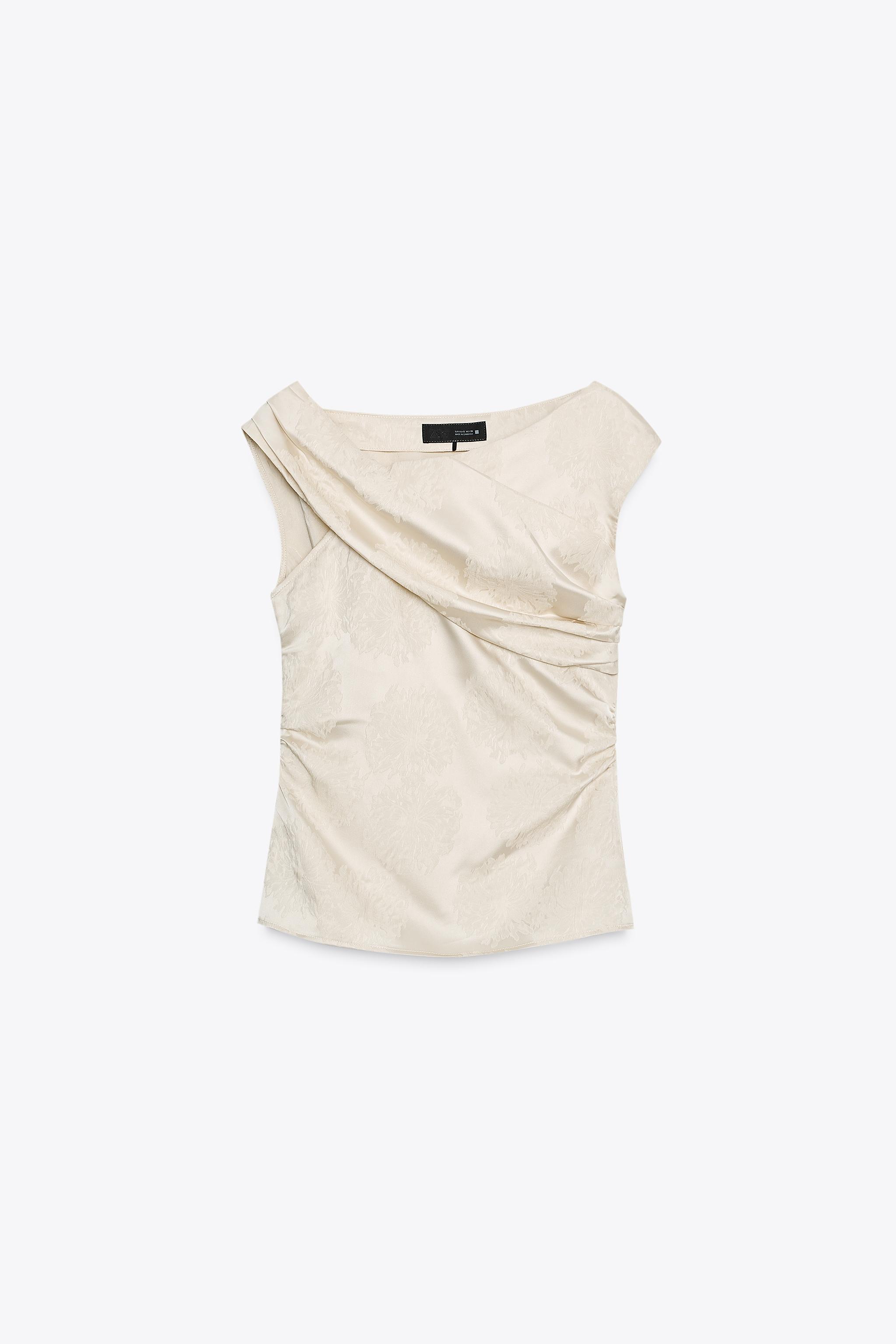 i_tan1059様 JACQUARD ASYMMETRIC TOP - Beige | ZARA United States