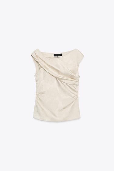 TOP ASYMÉTRIQUE JACQUARD - Beige de Zara - Image 5