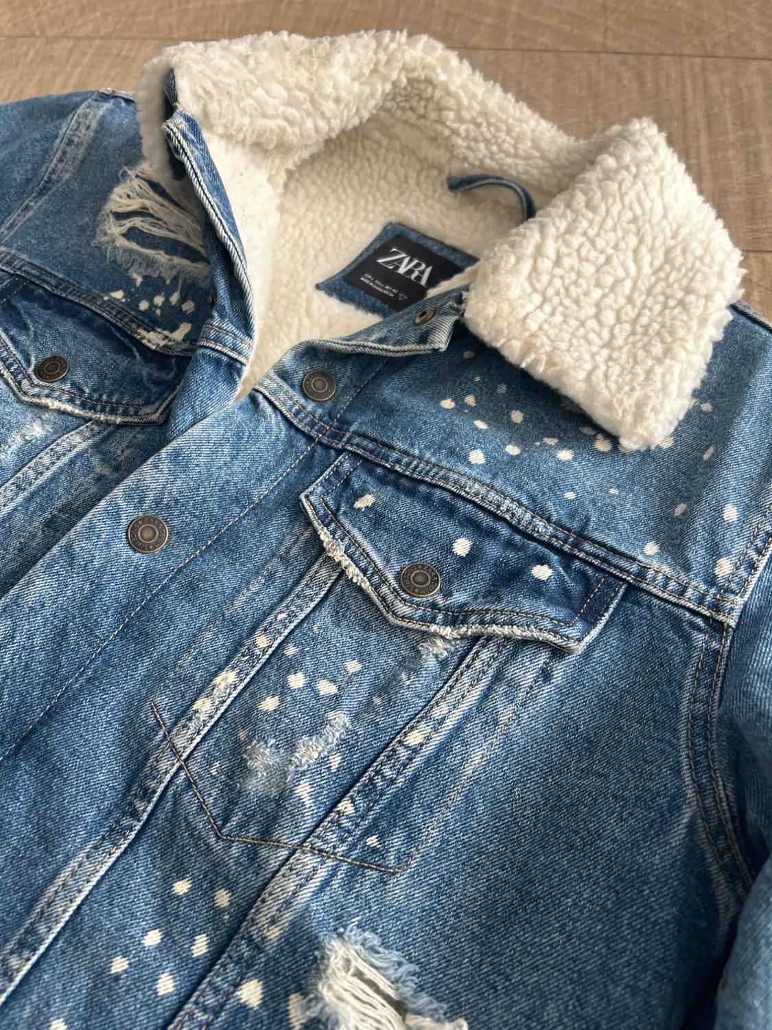 DENIM JACKET WITH FAUX SHEARLING INTERIOR - Image 7