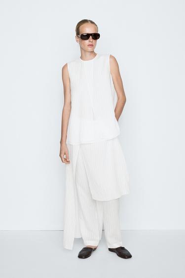 Zara Flowing striped cape top - STUDIO - White - Image 0
