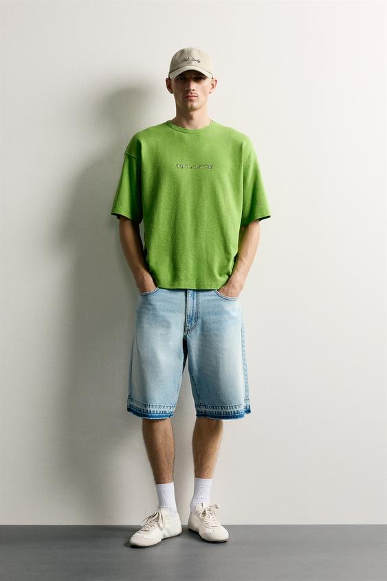 WASHED PRINT KNIT T-SHIRT - Green by Zara - Image 0