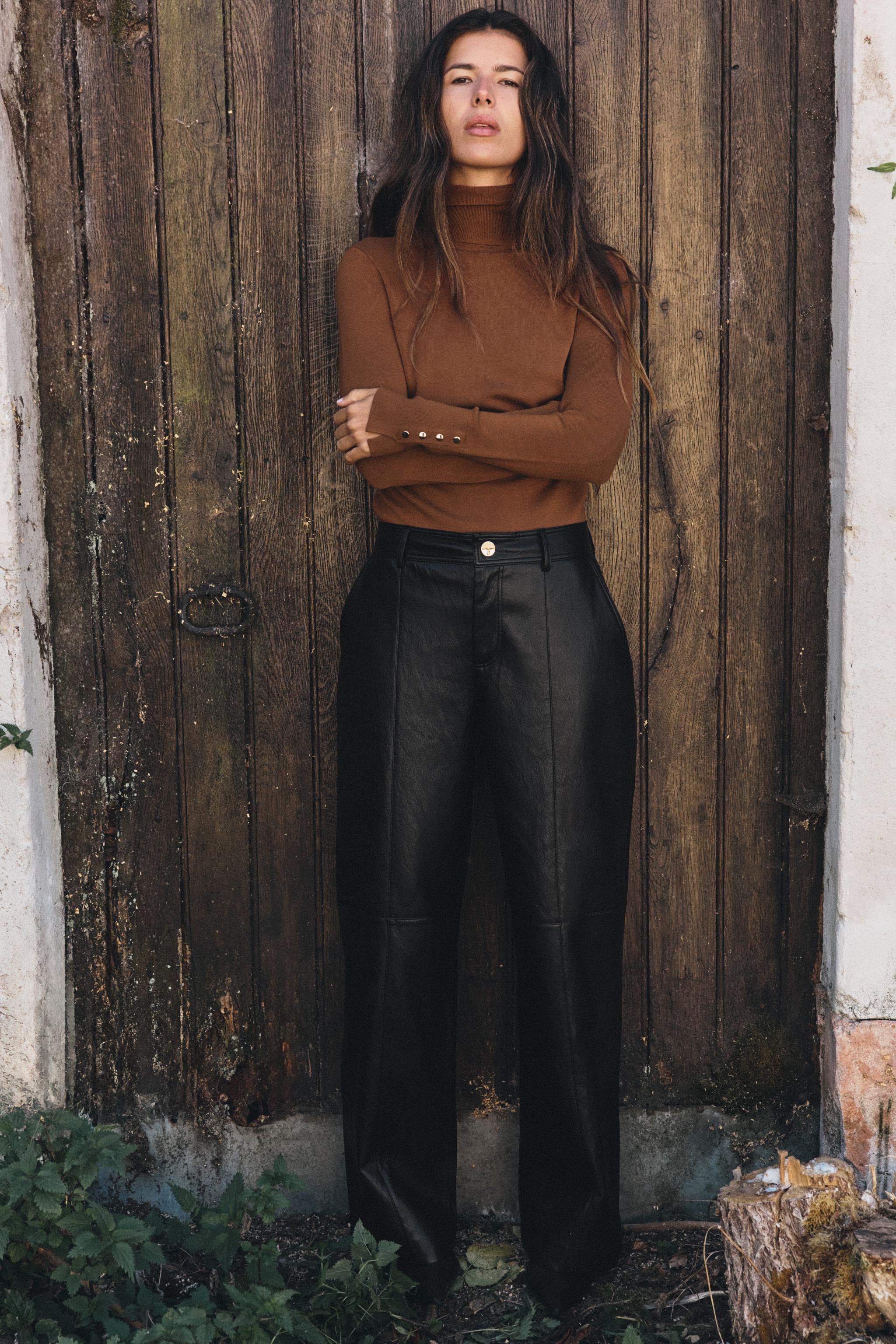 FAUX LEATHER STRAIGHT PANTS
