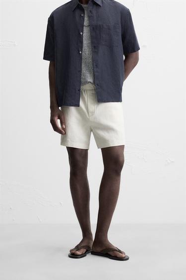 100% HEMP BERMUDA SHORTS - Sand by Zara