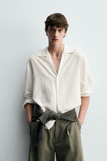 Zara FLOWY RELAXED FIT SHIRT - White