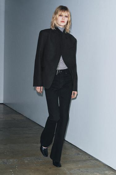 BLAZER COM LÃ ZW COLLECTION - Preto da Zara
