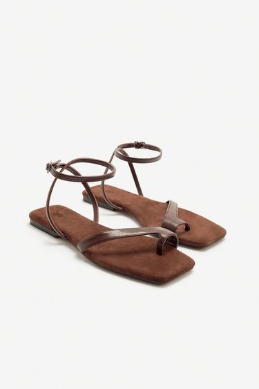 LIMITED EDITION FLAT SPLIT SUEDE SANDALS - Brown by Zara