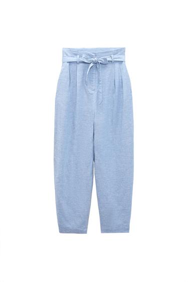BELTED PAPERBAG PANTS