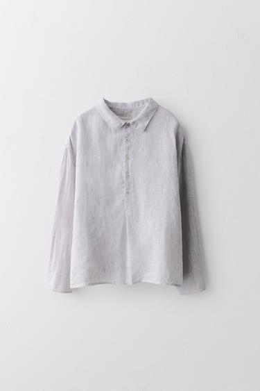 6-10 AÑOS/ CAMISA RAYAS 100% LINO LIMITED EDITION - rayas de Zara - Imagen 0