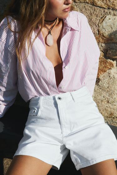 SHORTS Z1975 MOM FIT TIRO ALTO - Blanco de Zara