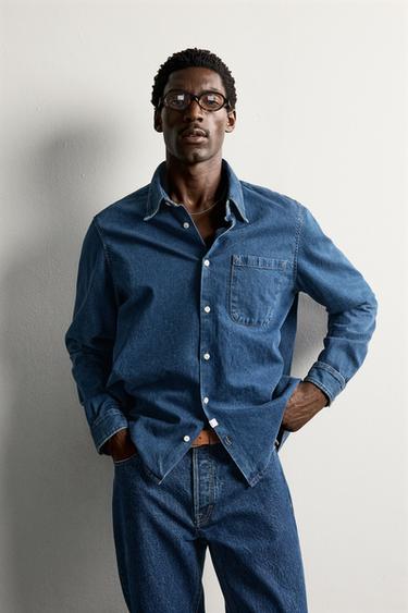 REGULAR FIT DENIM SHIRT — Mid-blue 2