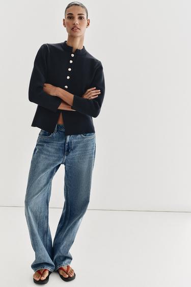 CHAQUETA PUNTO PEPLUM BOTÓN DOURADO - Mariño de Zara