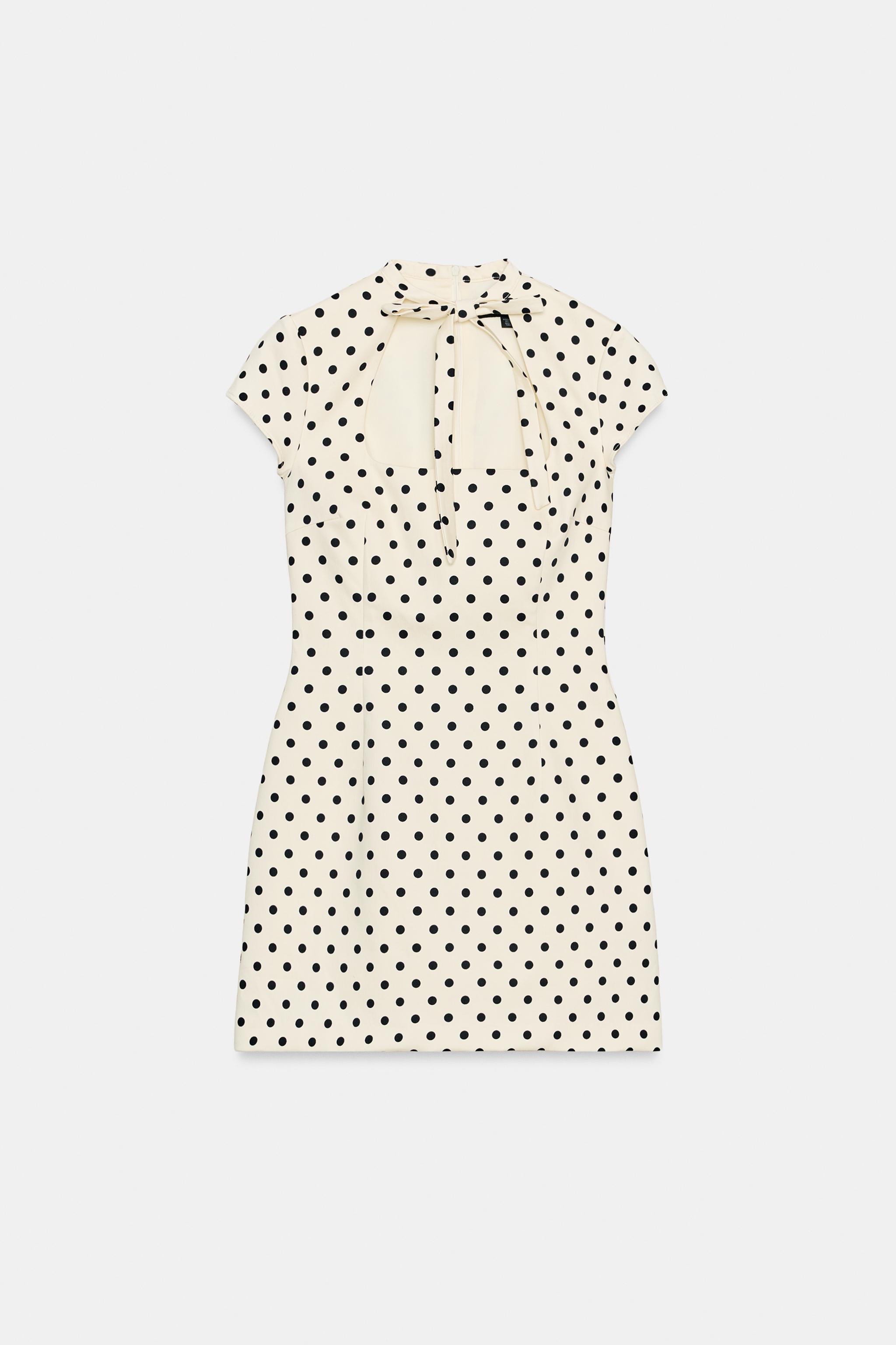 Женские платья Zara SHORT POLKA DOT TIE DRESS — фото 6