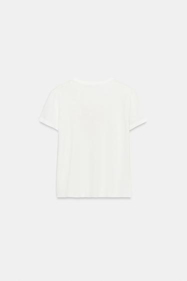 SHORT SLEEVE HEART T-SHIRT - White by Zara - Image 5