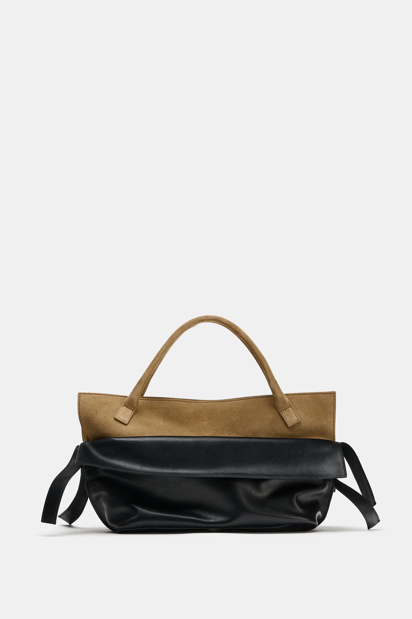 Женская сумка Zara Leather Flap, цвет: Чёрный — фото 4