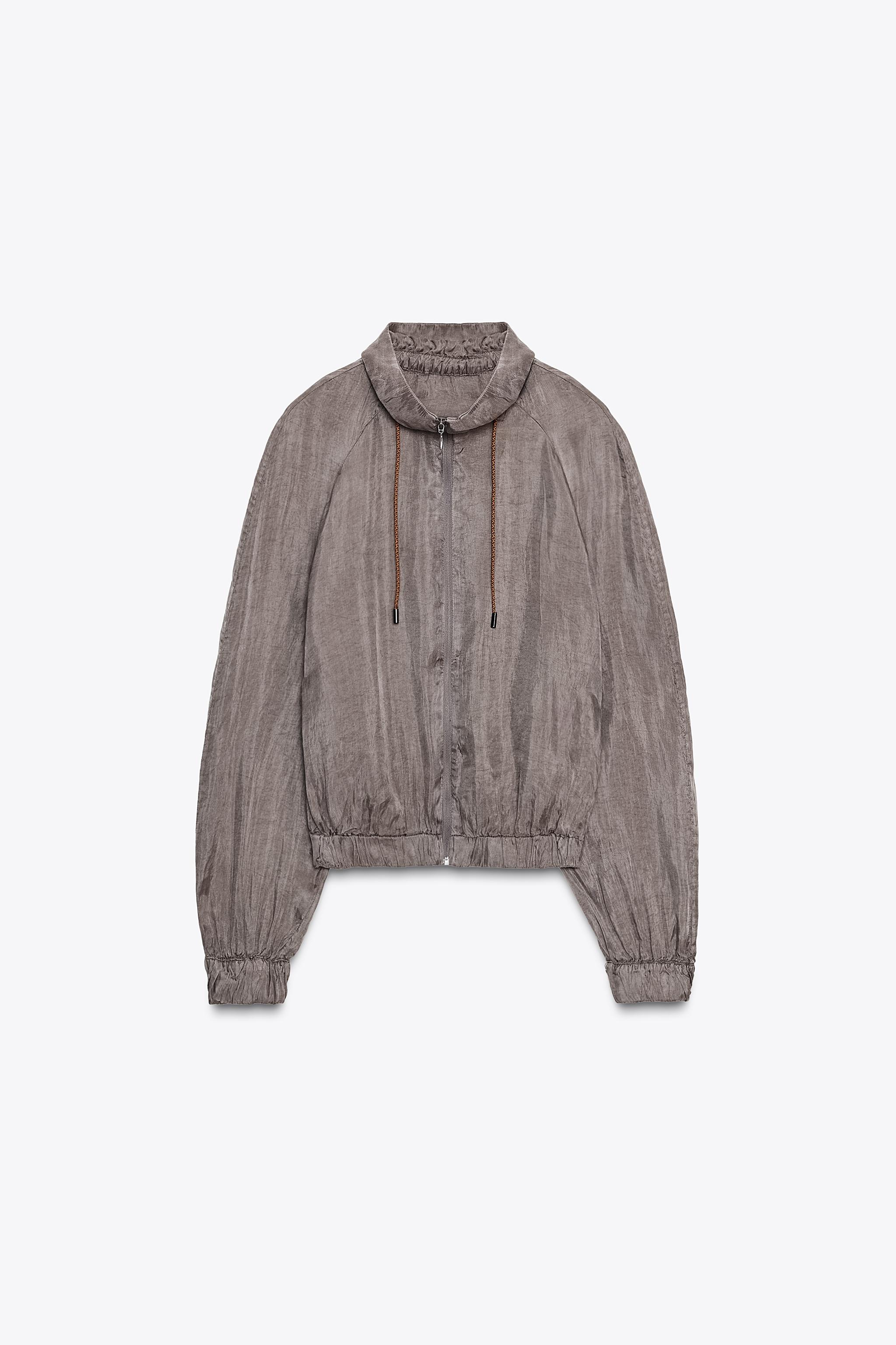 ZW COLLECTION FLOWY BOMBER JACKET - Taupe gray | ZARA United