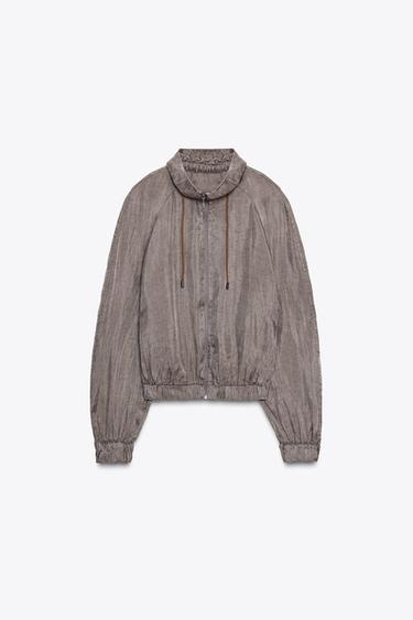 Zara ZW COLLECTION FLOWY BOMBER JACKET - Taupe gray