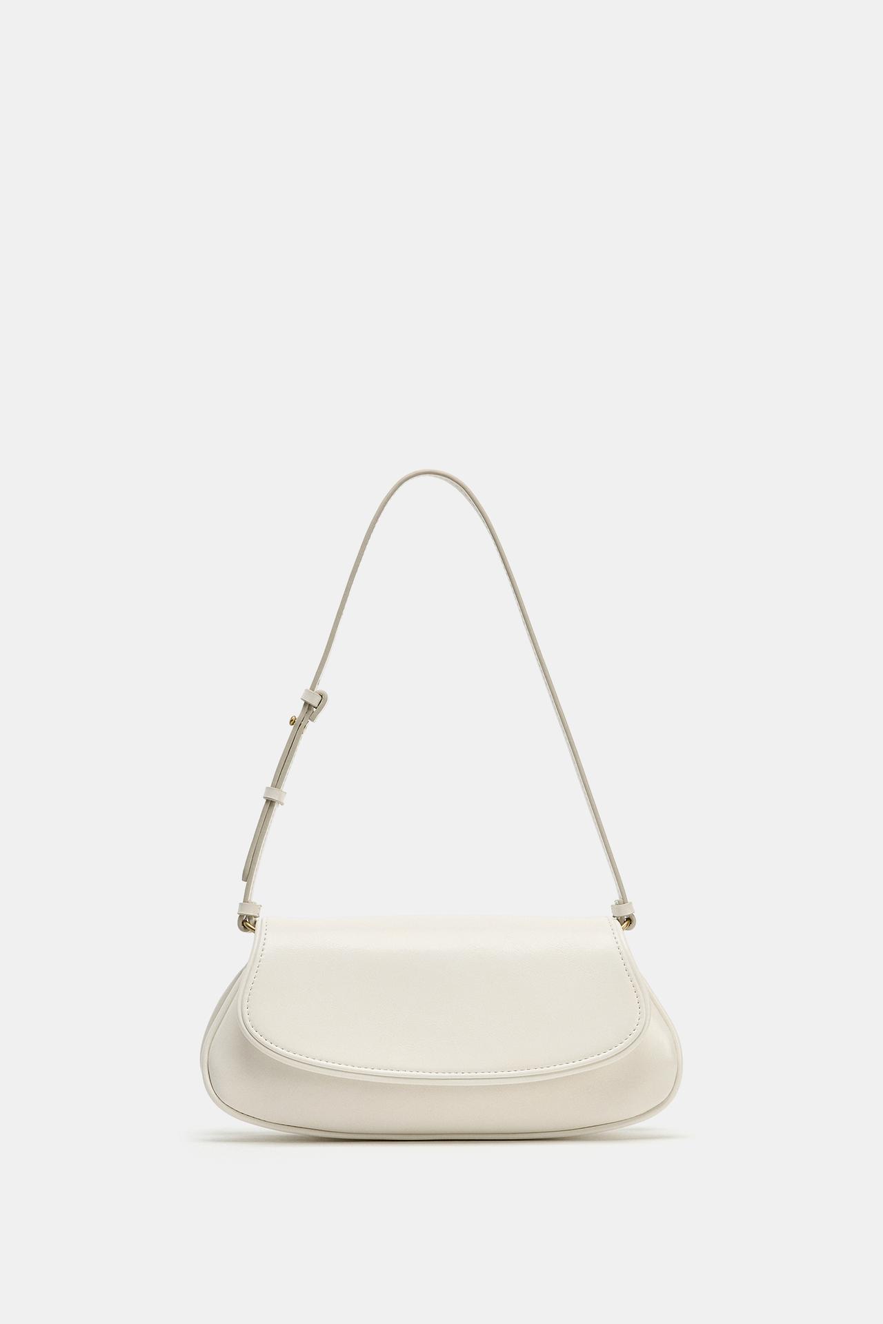 FLAP SHOULDER BAG — Ecru