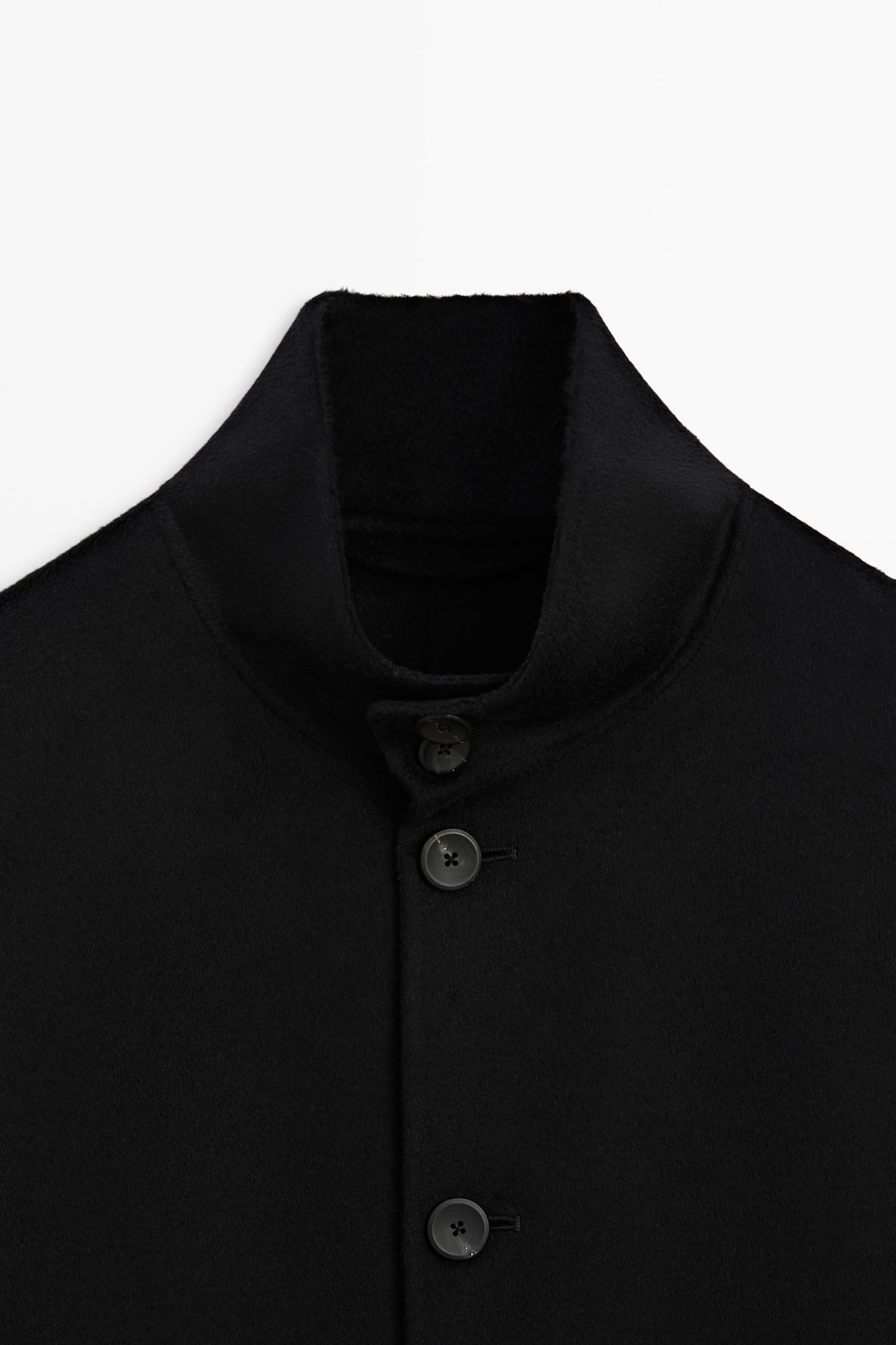 High neck wool blend coat