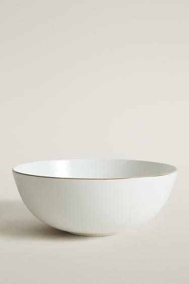 RIMMED PORCELAIN SALAD BOWL - Gold by Zara - Image 0