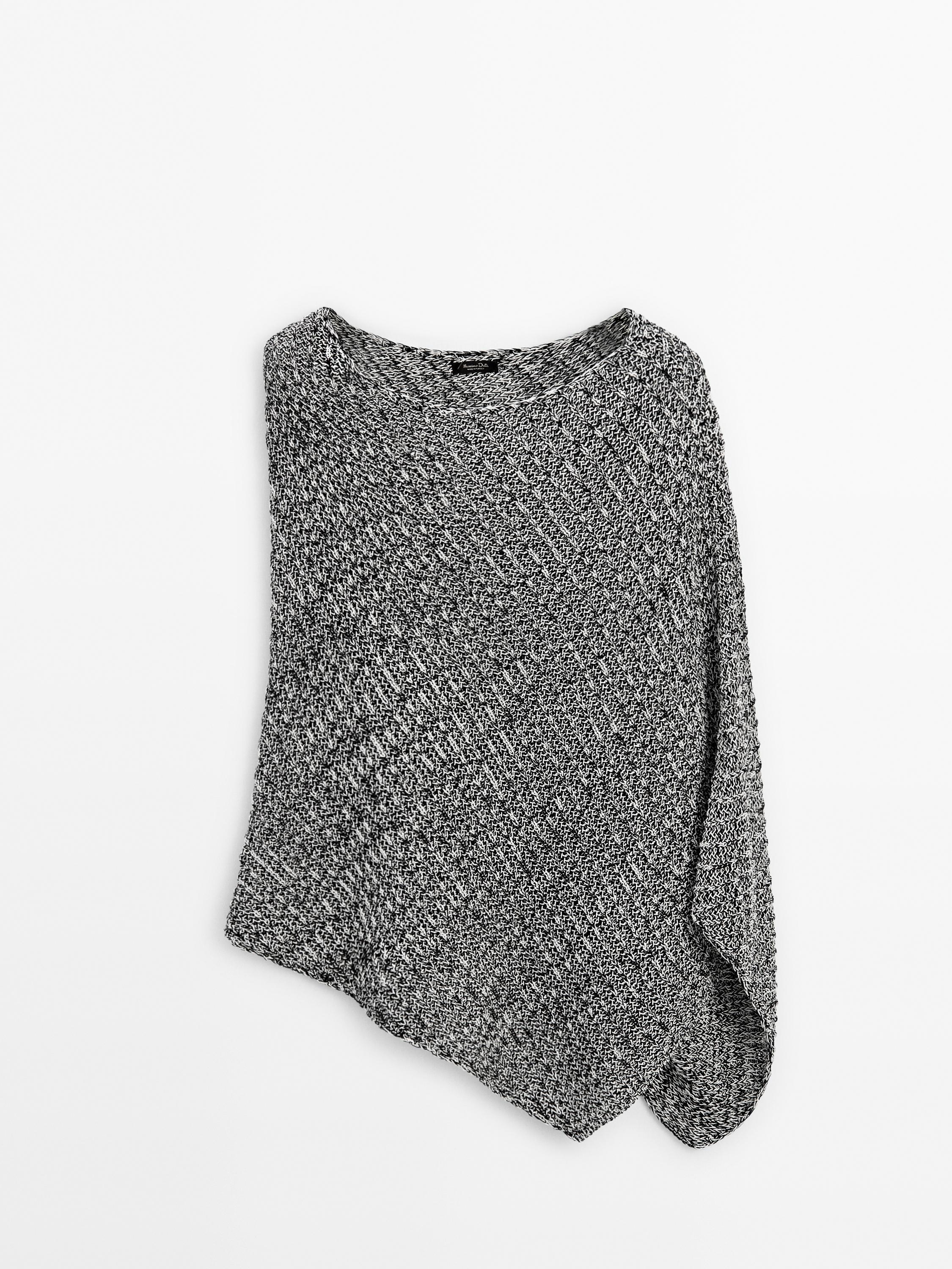 Drop neck knit cape sweater - Black | ZARA Canada