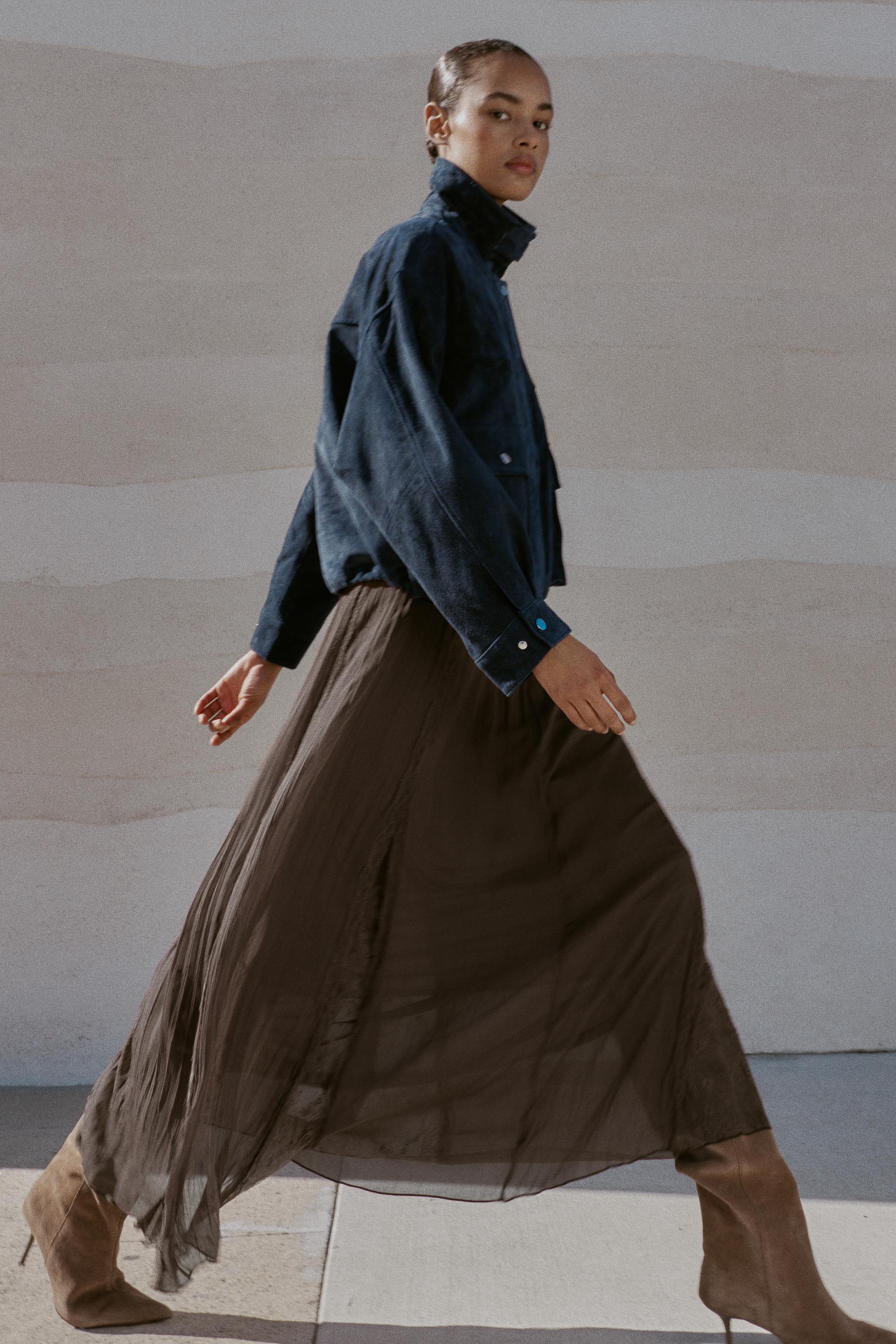 LACE GODET SKIRT - Dark brown | ZARA United Kingdom