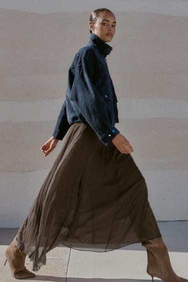 LACE GODET SKIRT - Dark brown by Zara - Image 5