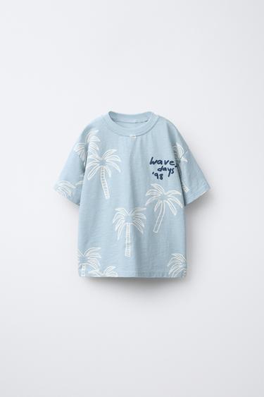 PALM TREE PRINTED T-SHIRT - Light blue by Zara - Image 0