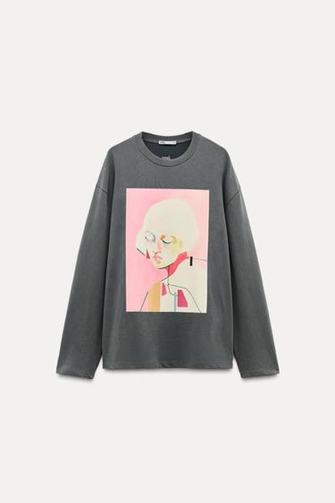 ФУТБОЛКА С ПРИНТОМ ANGEL HERNÁNDEZ — АНТРАЦИТОВО-СЕРЫЙ от Zara — изображение 0