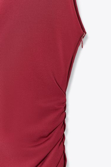 ROBE LONGUE PLISSÉE - Grenat de Zara - Image 5