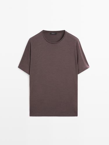Zara Short sleeve wool blend T-shirt - Chocolate