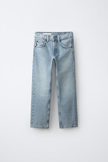 STRAIGHT-FIT RHINESTONE JEANS — Blue 1