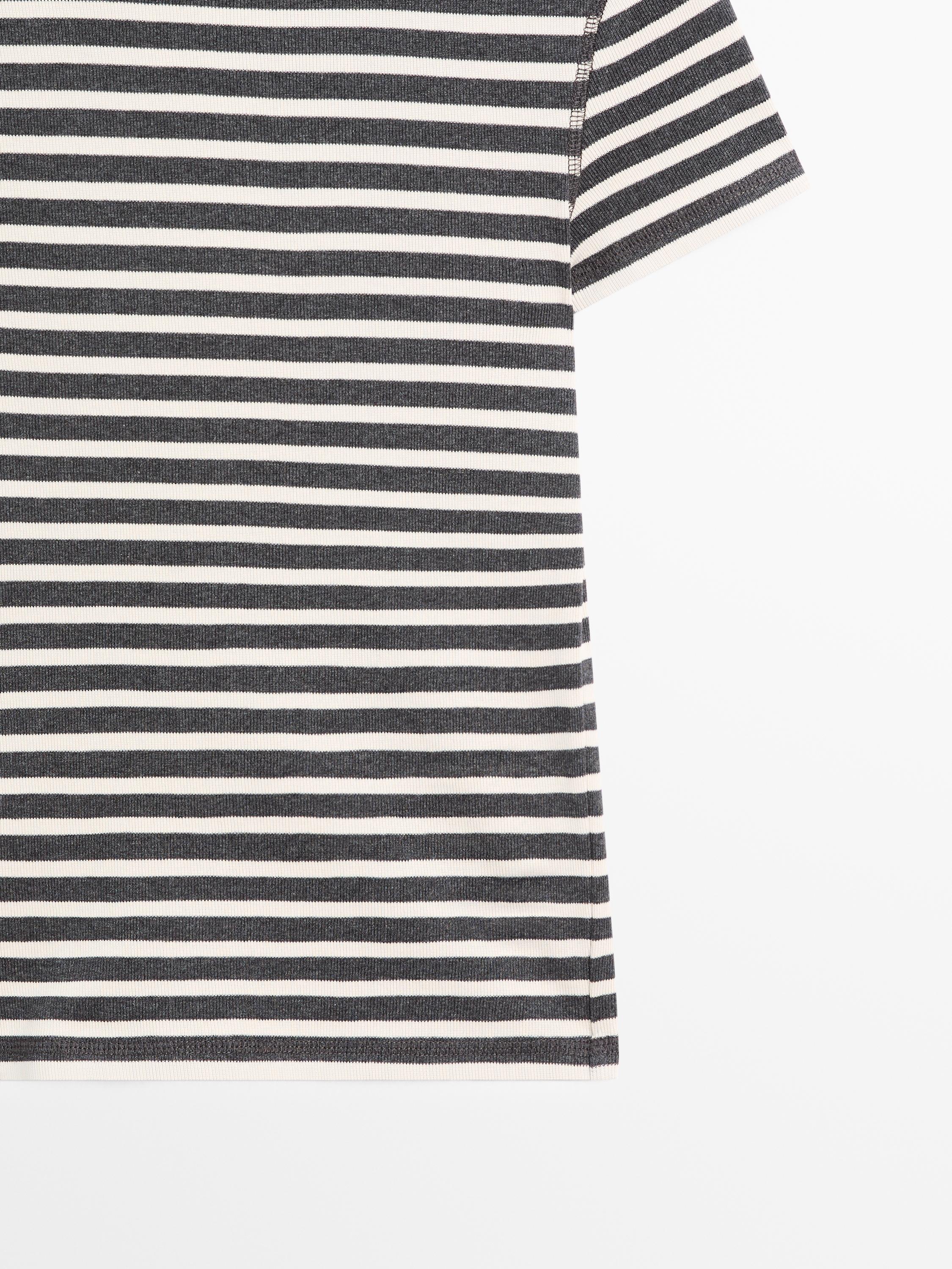 Striped short sleeve cotton T-shirt