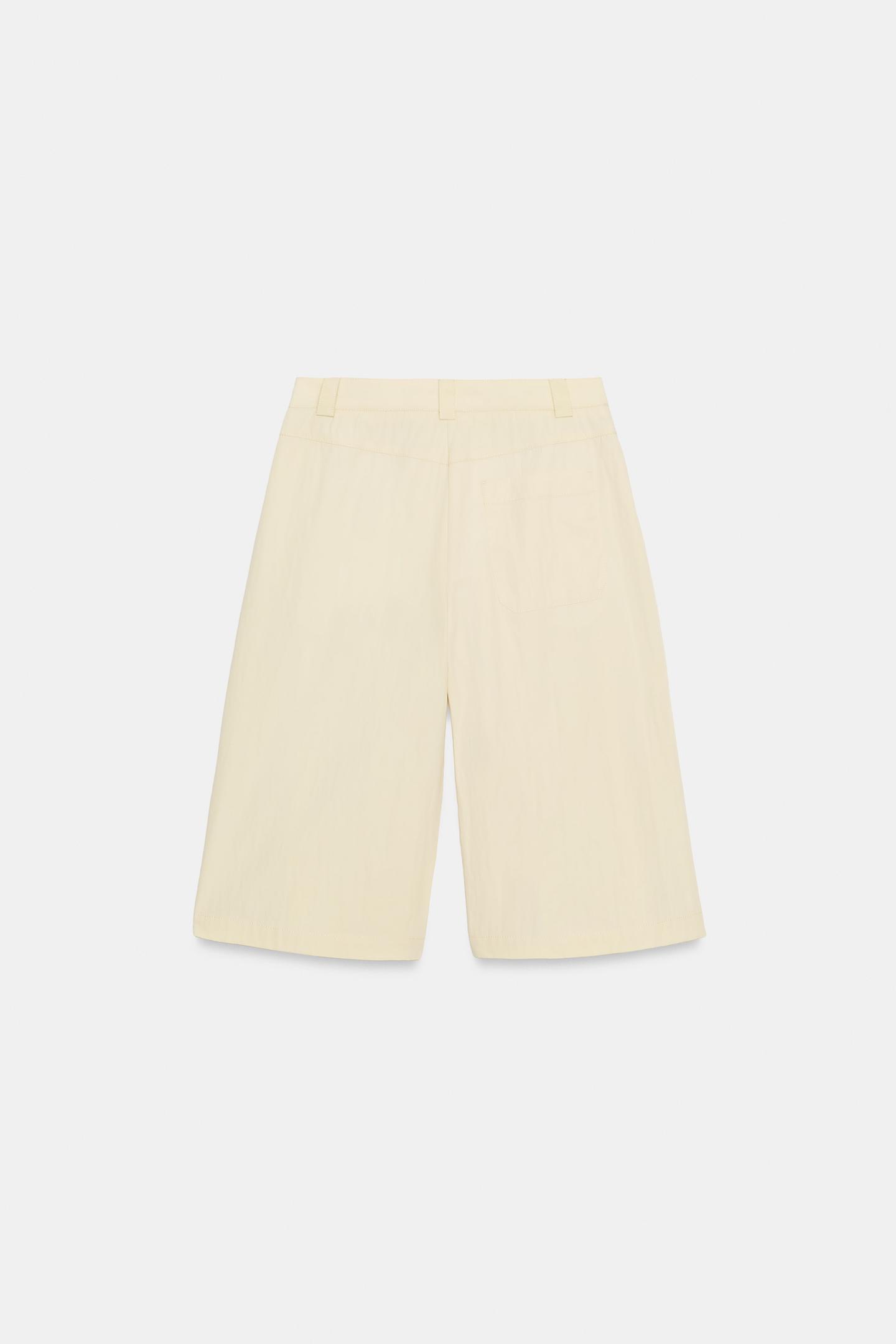 Женские шорты Zara ZW Collection Pleated Bermuda, цвет: Песочный — фото 6