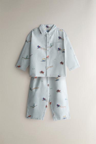 KIDS' DINOSAUR FLANNEL PYJAMA SET - Light blue by Zara - Image 0