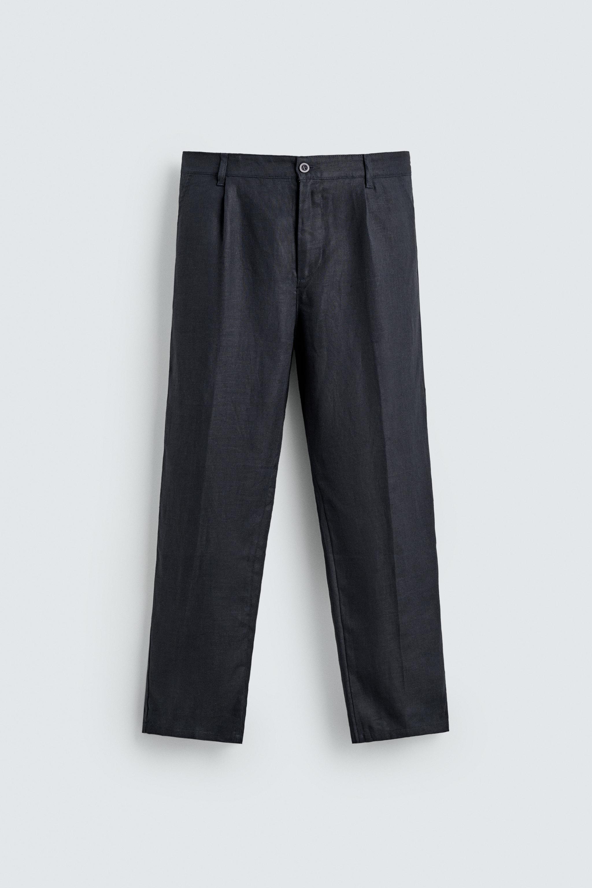 PANTALON À PLIS 100% LIN