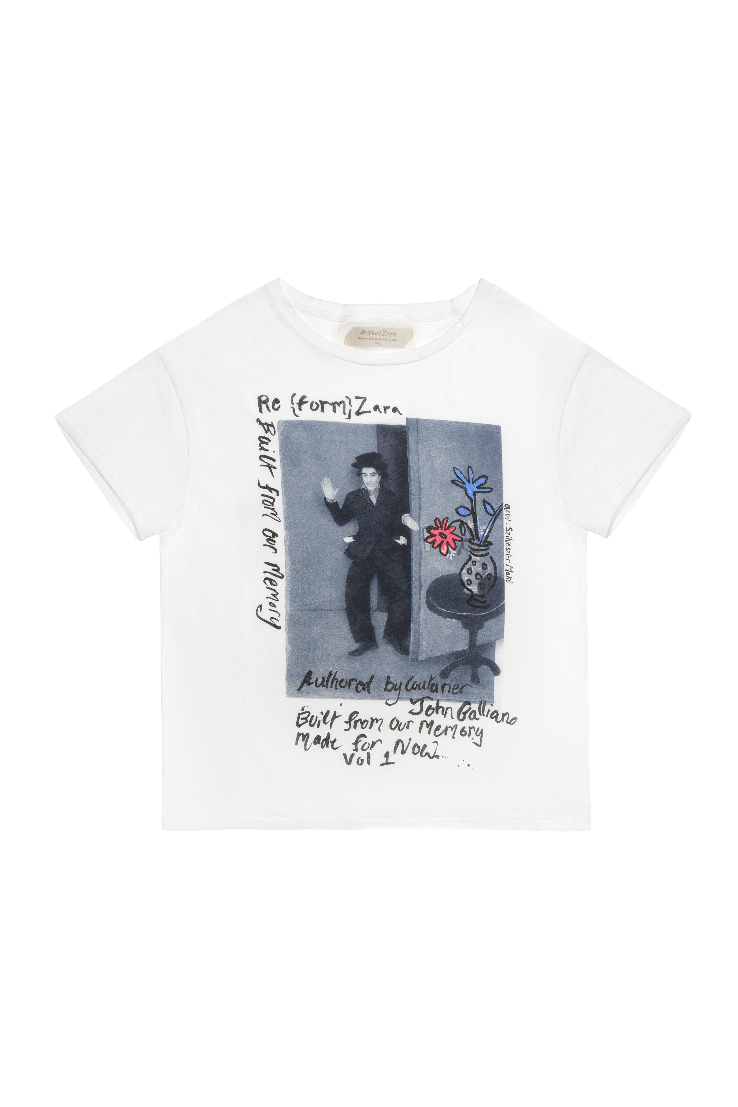 LIMITED EDITION GRAPHIC CROPPED T-SHIRT - Blue / White | ZARA