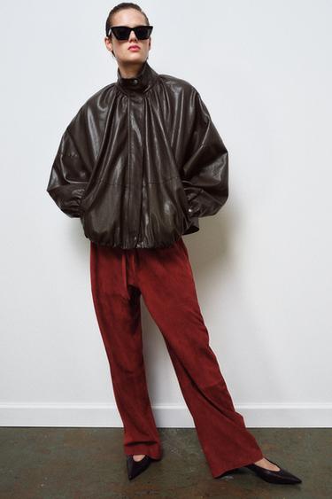 CHAQUETA BOMBER EFECTO PIEL ZW COLLECTION - Gris topo de Zara