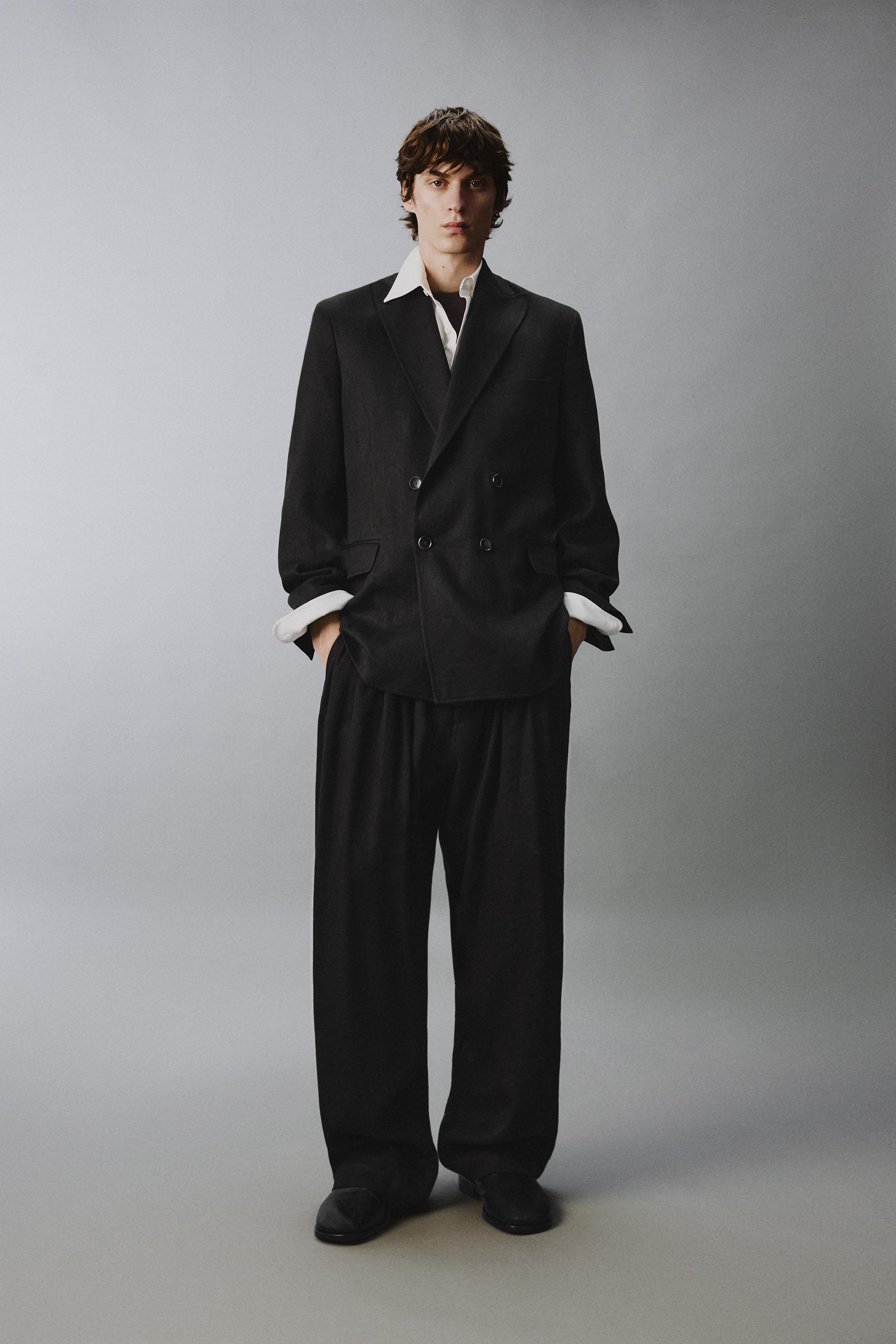 LINEN - LYOCELL PLEATED SUIT PANTS