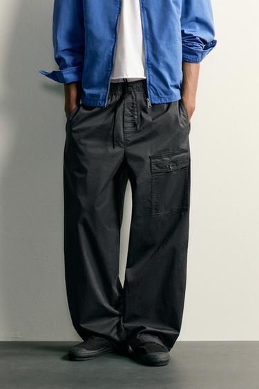 RELAXED FIT CARGO TROUSERS - Electric blue by Zara