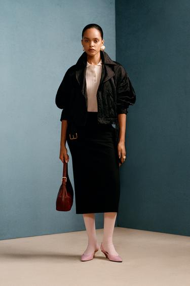 Zara WILLY CHAVARRIA X ZARA WOOL BLEND PENCIL MIDI SKIRT - Black