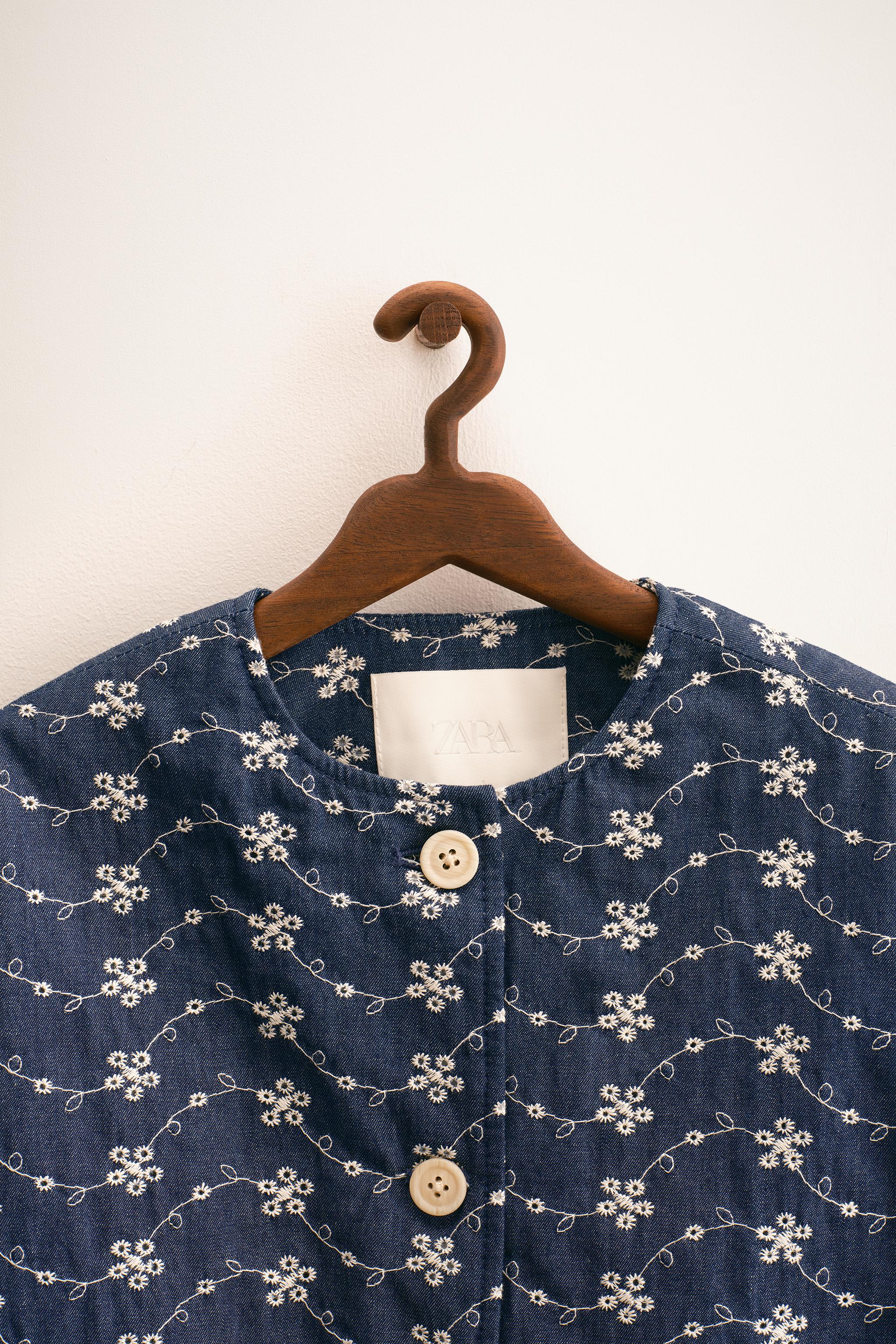 ZARA TIMELESS - EMBROIDERED FLORAL JACKET - Blue | ZARA