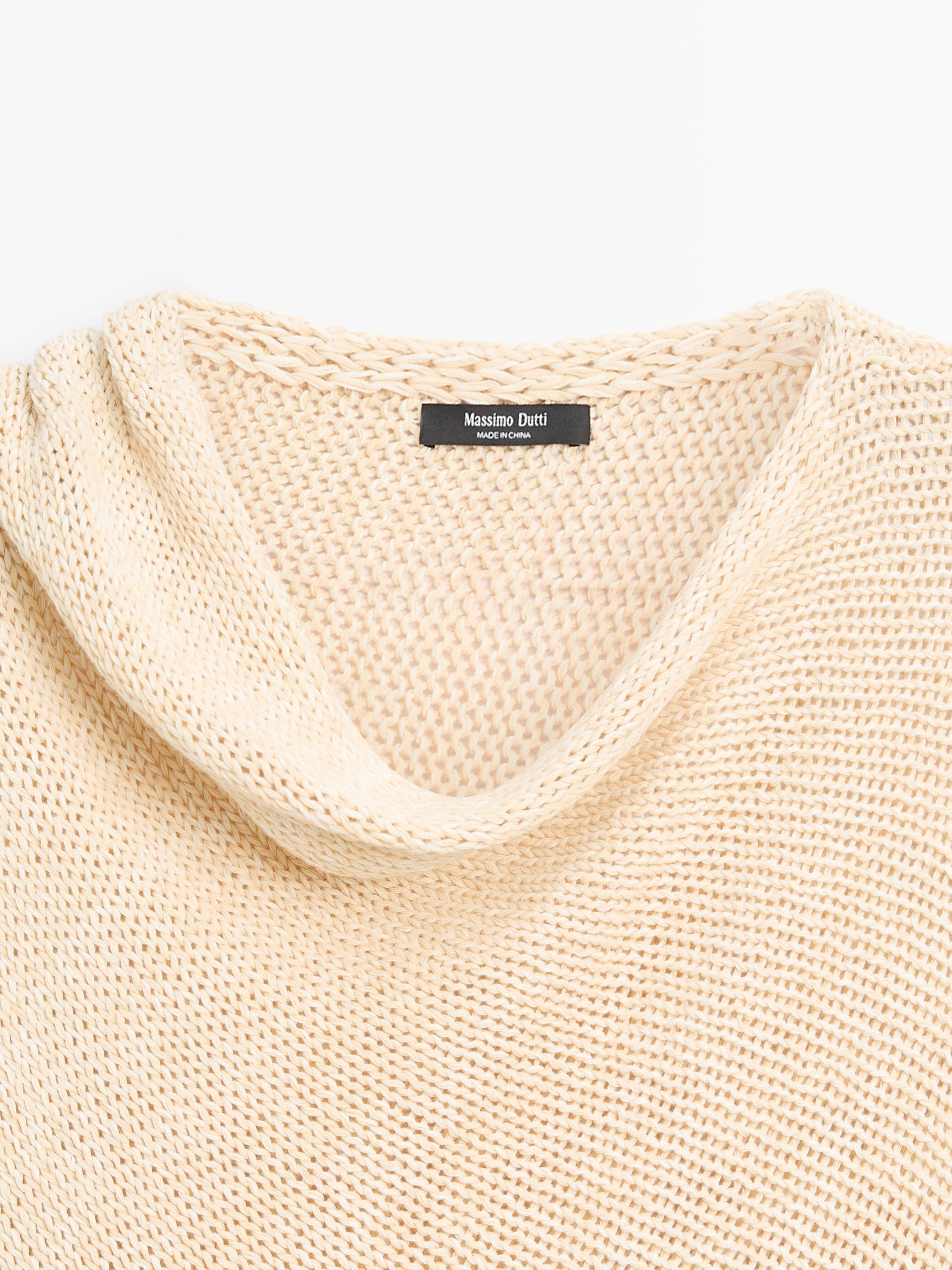 Pull oversize asymétrique en coton et lin