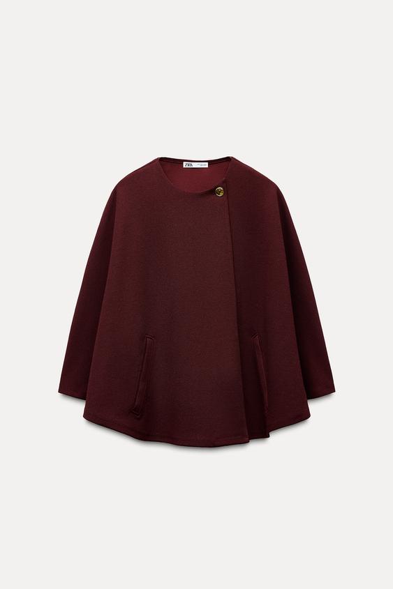 BUTTON CAPE - Burgundy | ZARA United States
