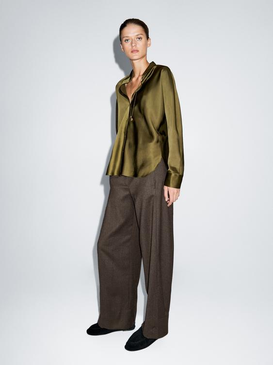 Barrel fit wool trousers