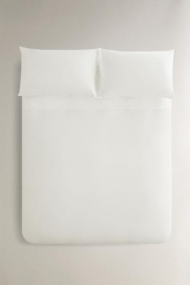 DRY FEEL COTTON PERCALE DUVET COVER (500 THREAD COUNT) - White by Zara - Image 0