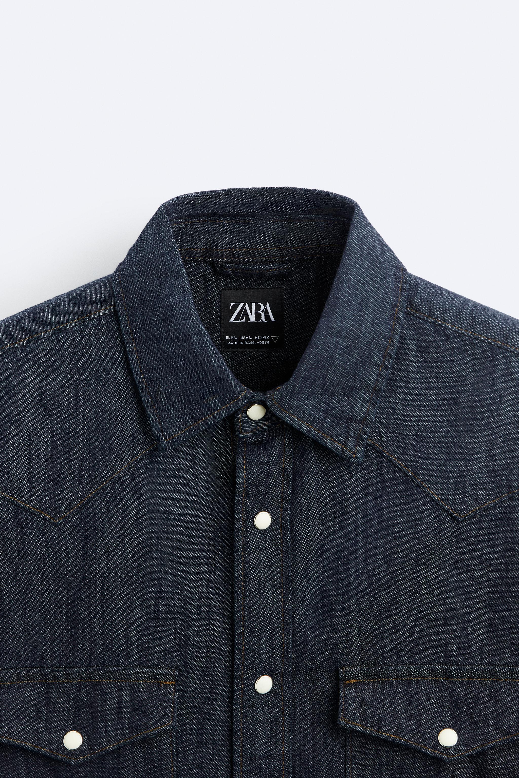 Zara black sale denim shirt