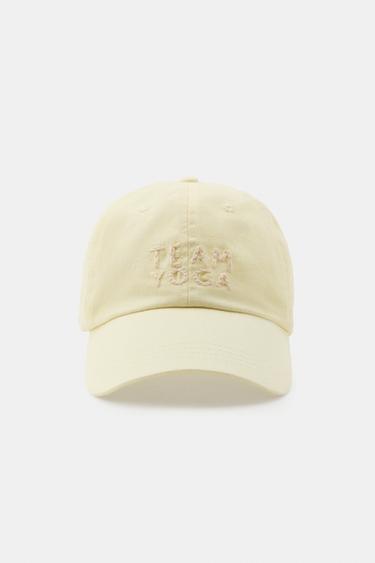 DOG SLOGAN TWILL CAP - Light yellow by Zara