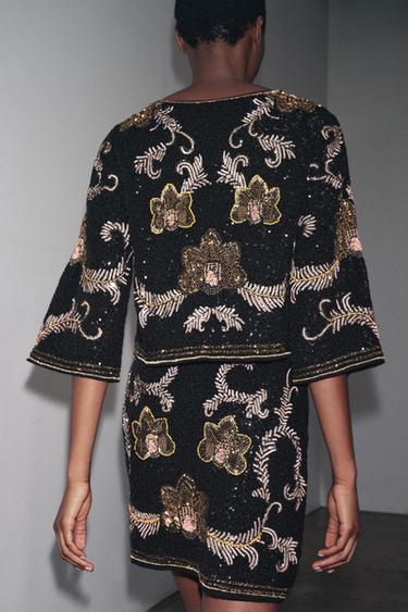 CAPE JACKET WITH EMBROIDERY - Black by Zara - Image 2