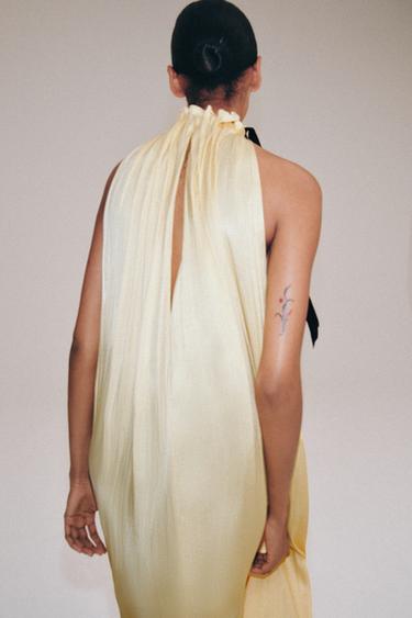 ZW COLLECTION SATIN HALTER DRESS - Yellow by Zara - Image 2