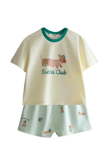 PYJAMA ENFANT CHIEN - Écru / Vert de Zara